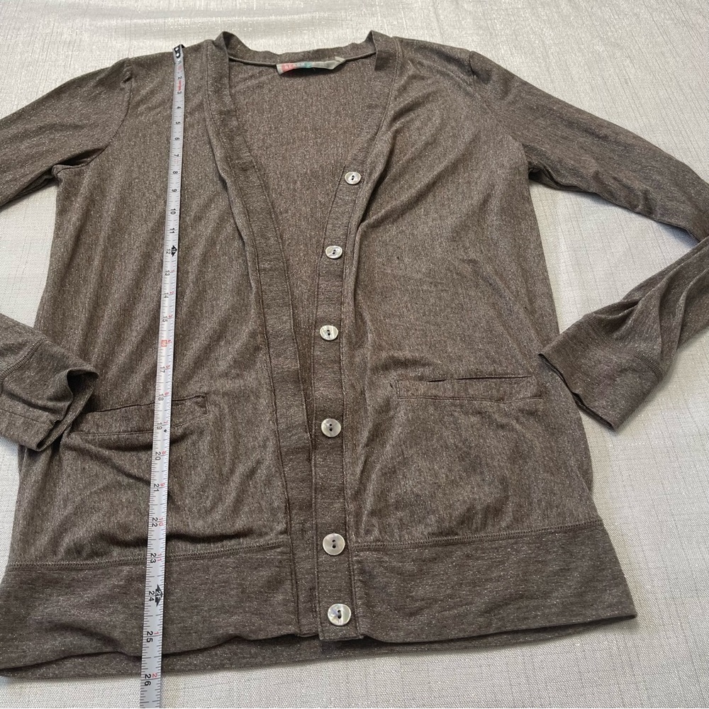 Free People FP Beach Brown Metallic Sweater Cardigan. Size S - Picture 11 of 11